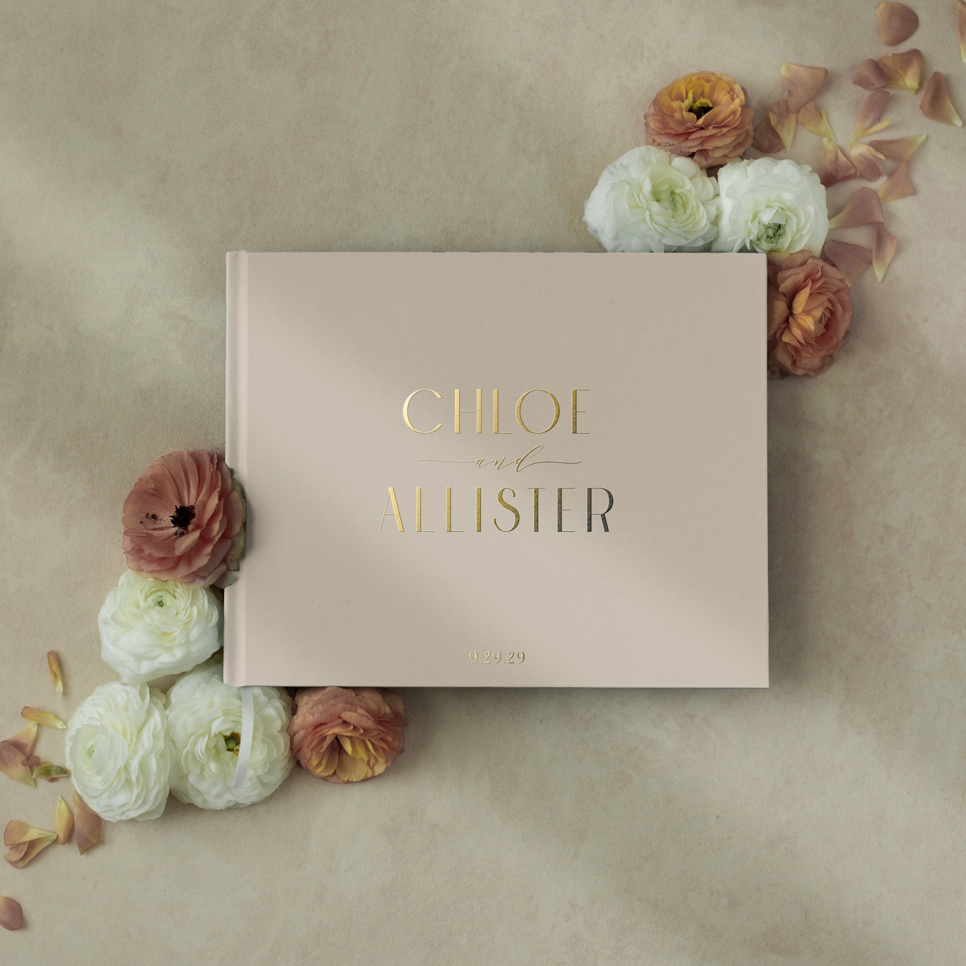 Personalized Beige Guest Book Minimalist