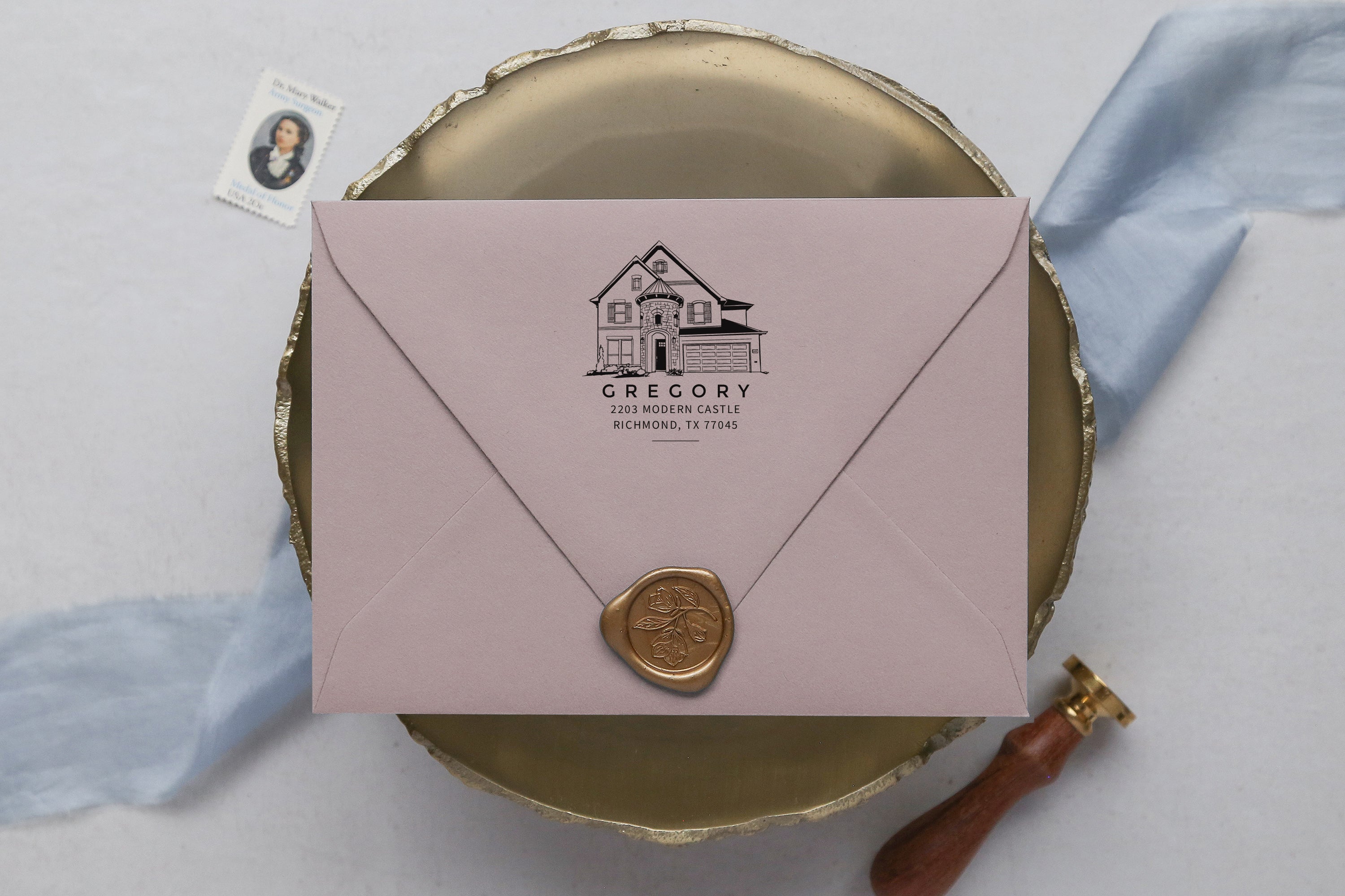 House Drawing Return Address Stamp