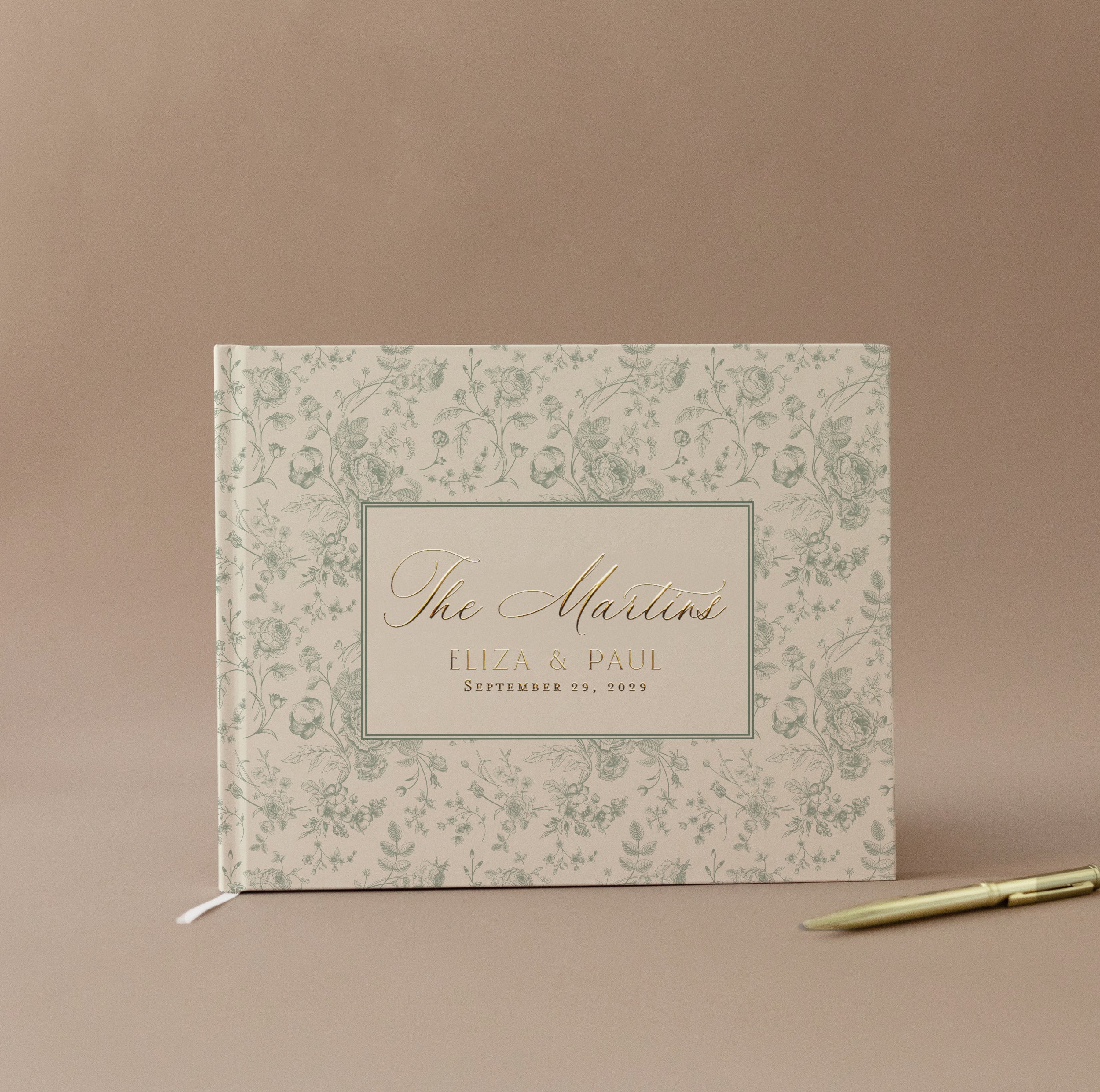 Personalized French Floral Toile Wedding Guest Book