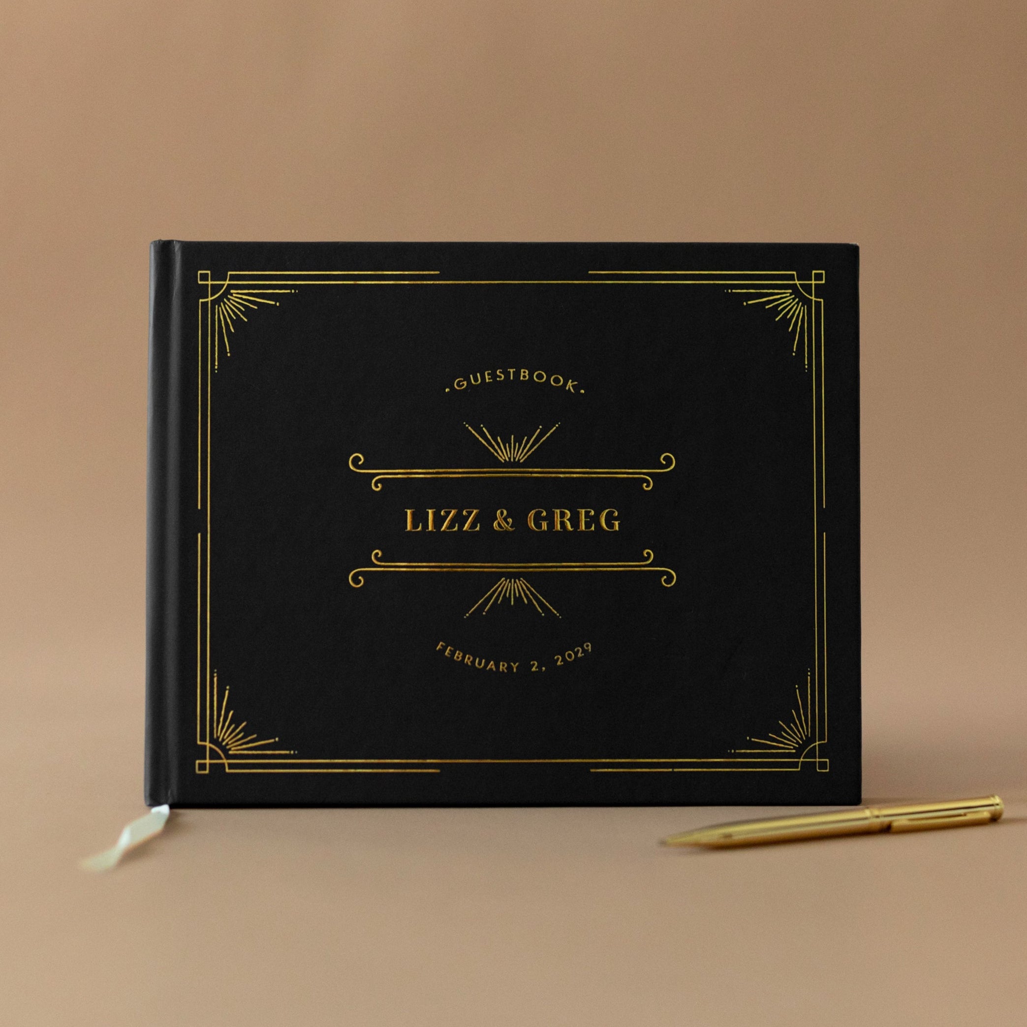 Art Deco Black Wedding Guest Book