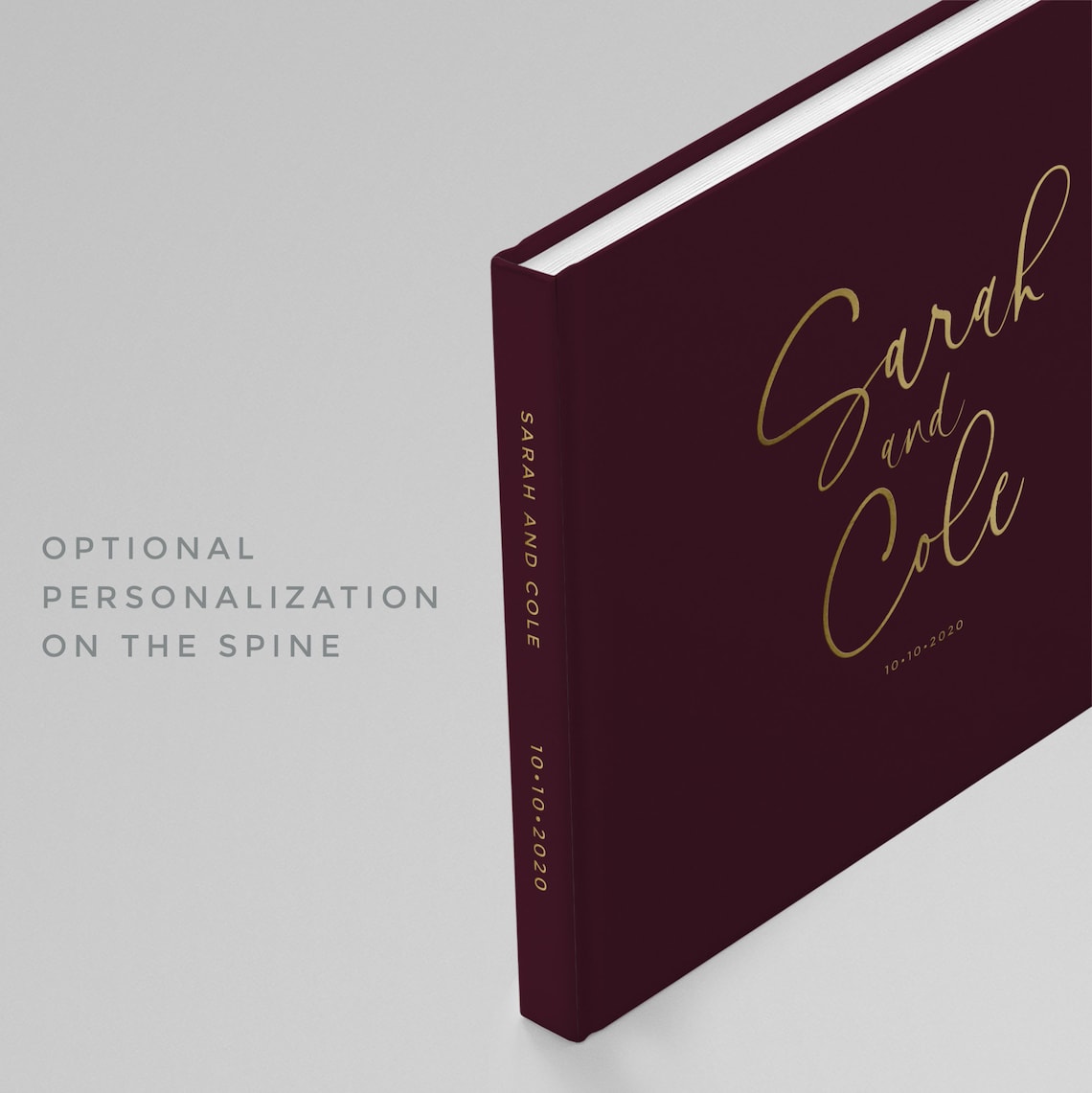 Burgundy Wedding Guest Book, Personalized Guest Book, Sign in guest book, Photo guest book, Instax mini guest book, Wedding Gift Idea