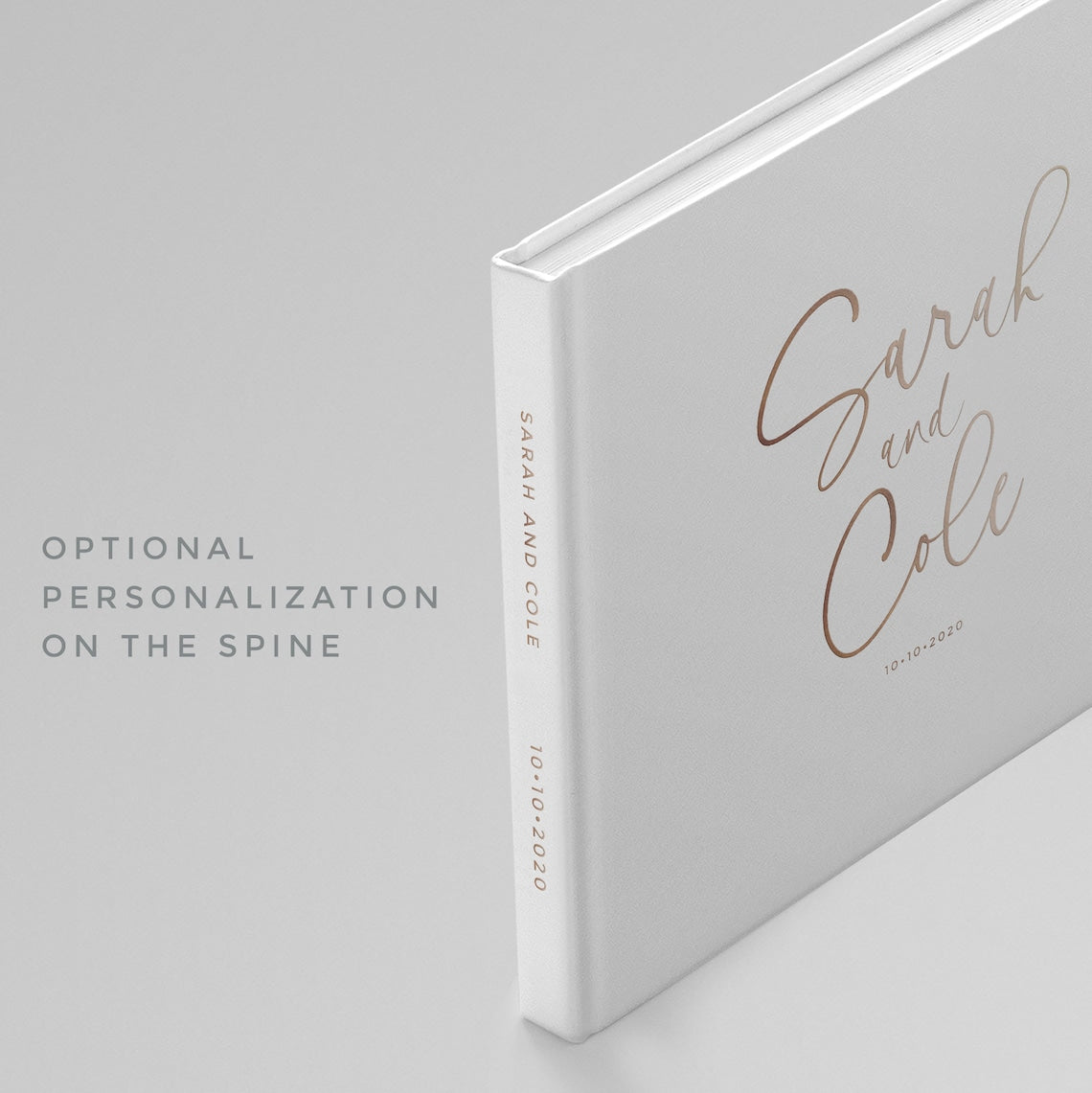 Minimalist Wedding Guest Book, Nude and Gold Foil Wedding Guestbook, Personalized Guest Book, Wedding Photo Book, Peach Nude