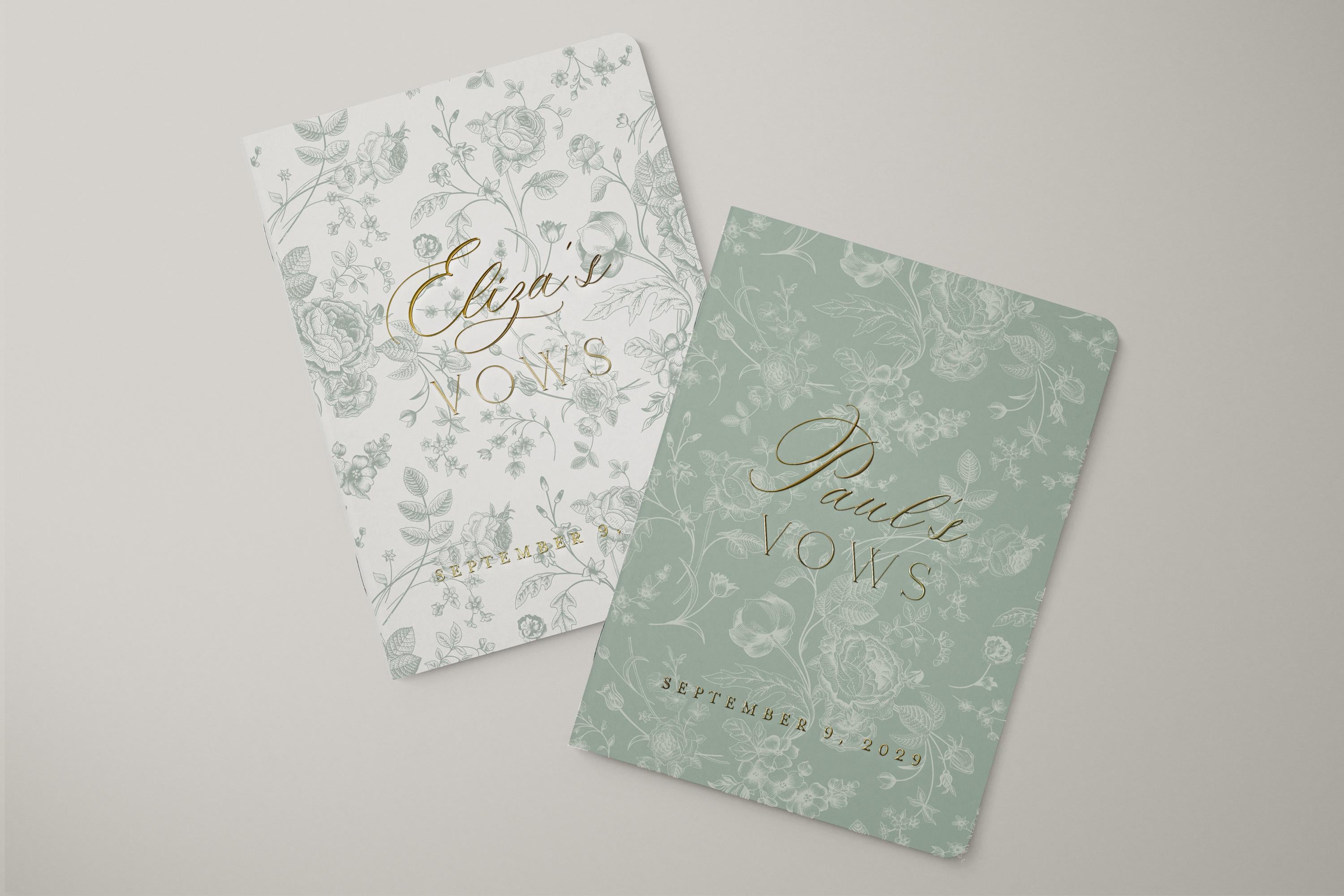 Personalized French Toile Wedding Vow Books - Set of 2