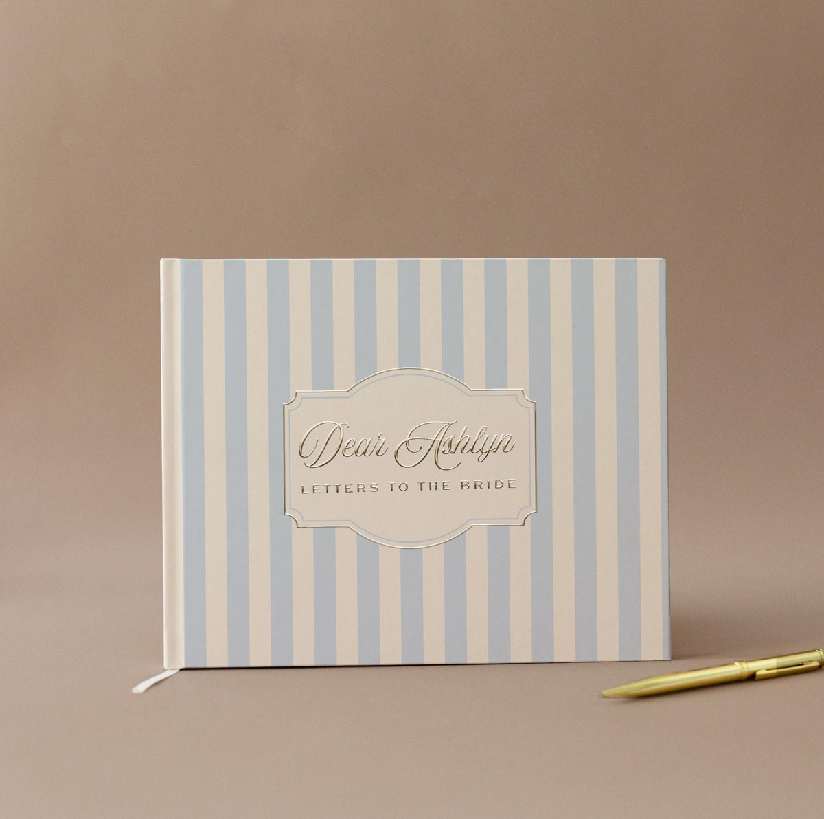 Bridal Shower Guestbook Bride Advice Book Personalized Wedding Keepsake Memory Album Hardcover Journal Custom Letter Notebook Pink Stripes