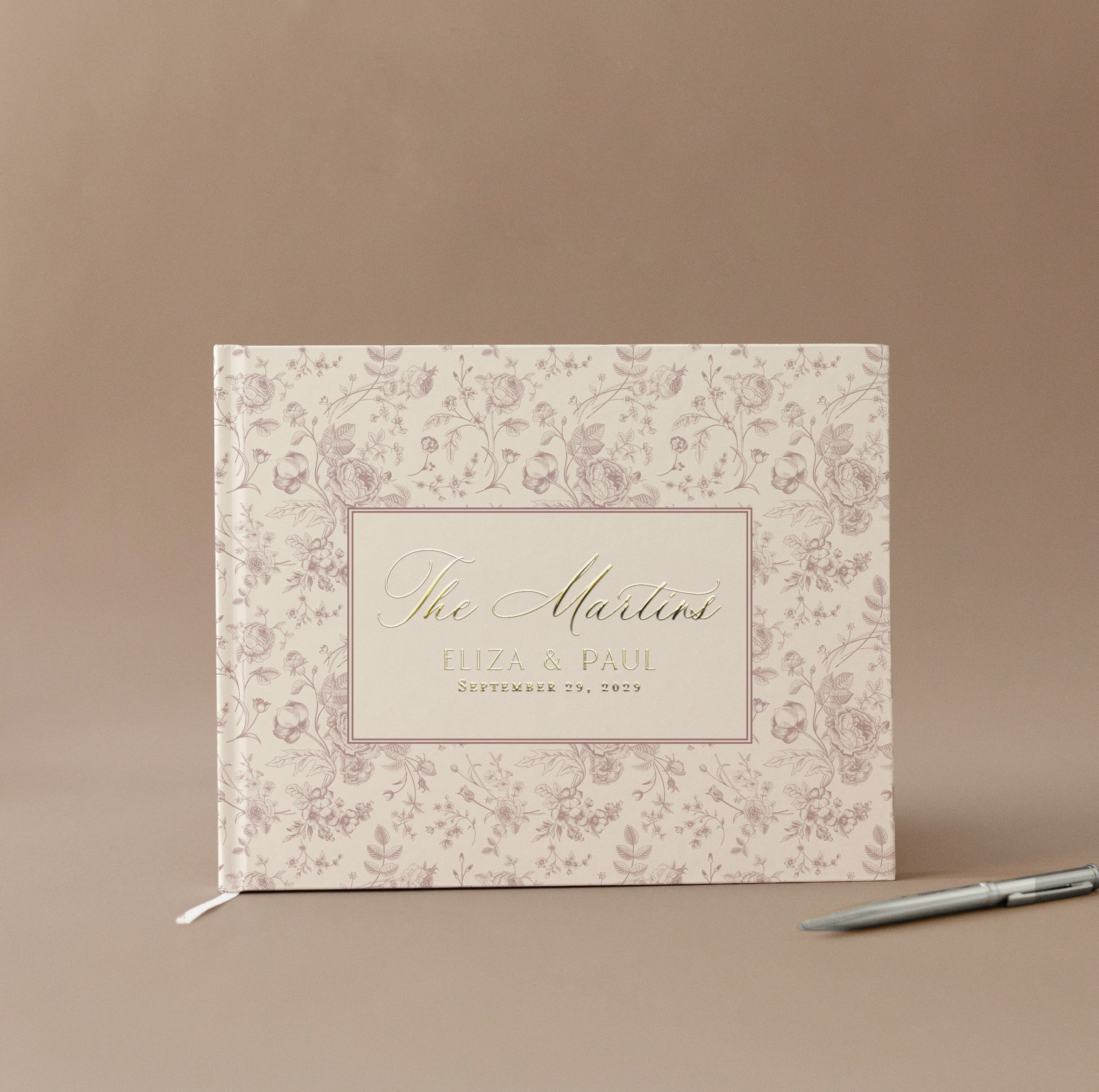 Personalized French Floral Toile Wedding Guest Book
