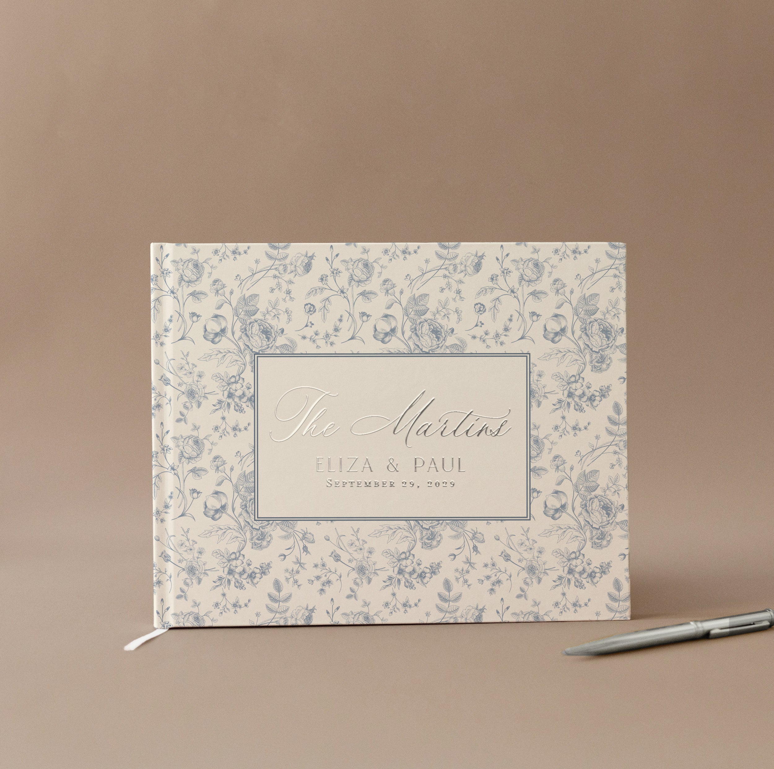 Personalized French Floral Toile Wedding Guest Book