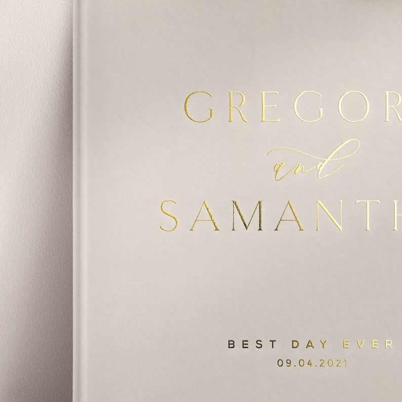 Taupe and Gold Minimalist Wedding Guest Book
