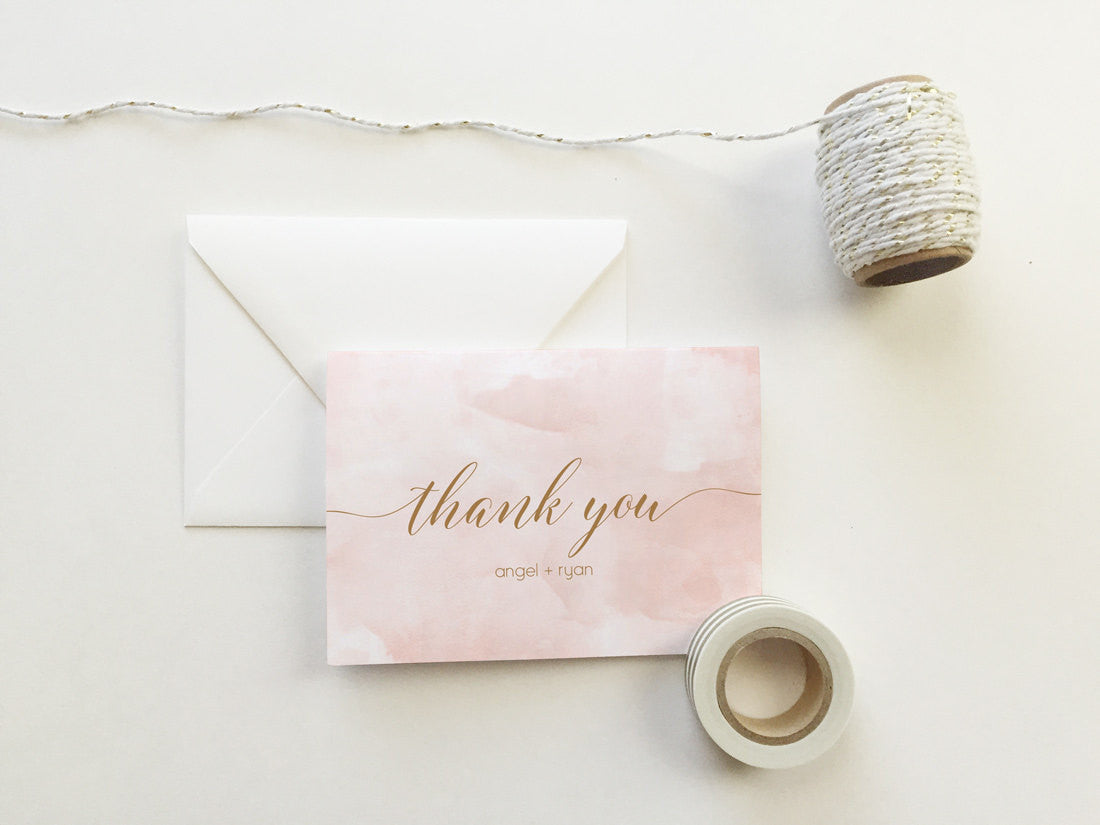 Blush Pink Watercolor Thank You Cards (set of 10)