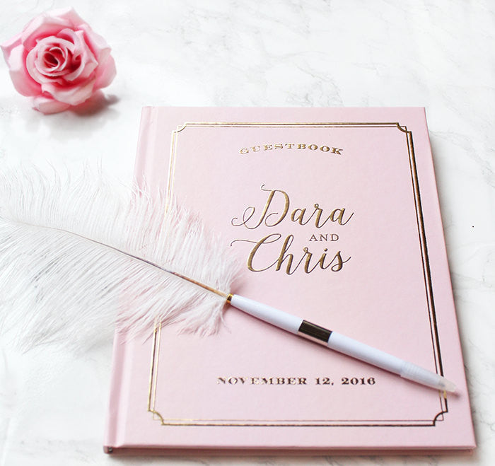 Blush and Real Gold Foil Wedding Guest Book