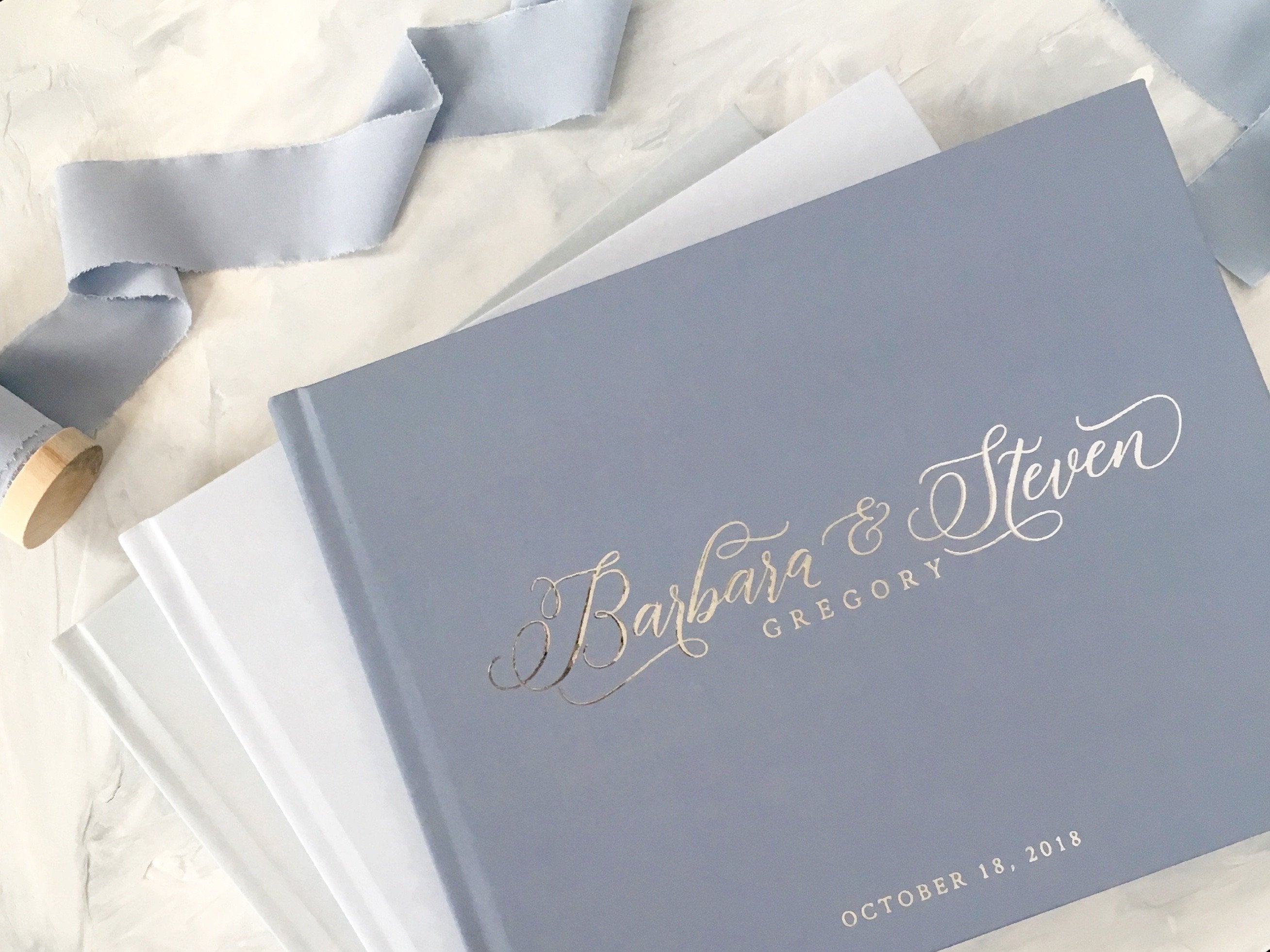 Wedding Guest Book Dusty Blue