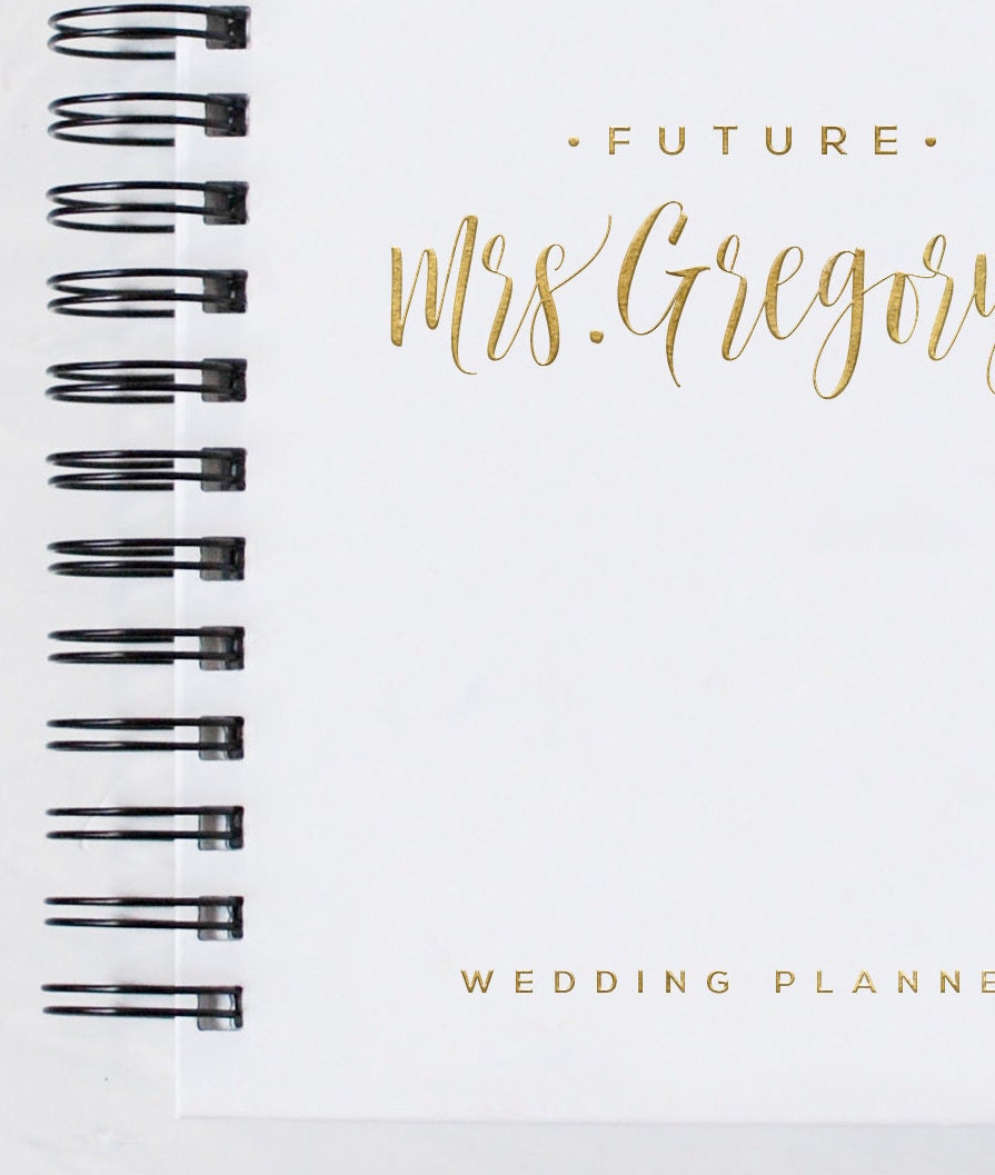 White and Gold Personalized Wedding Planner