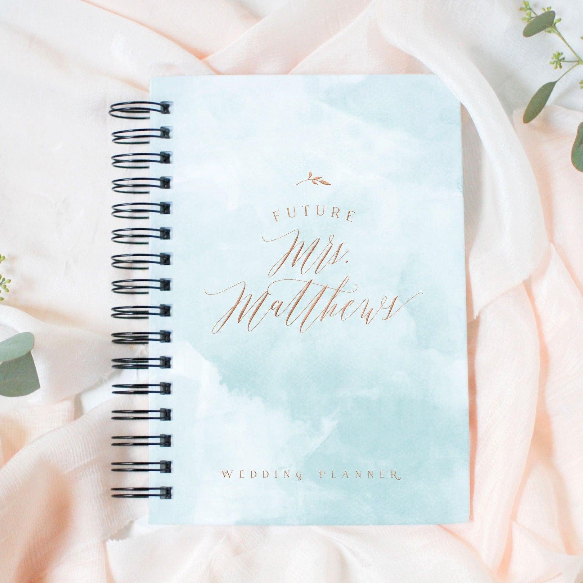 Turquoise Watercolor Wedding Planner Book