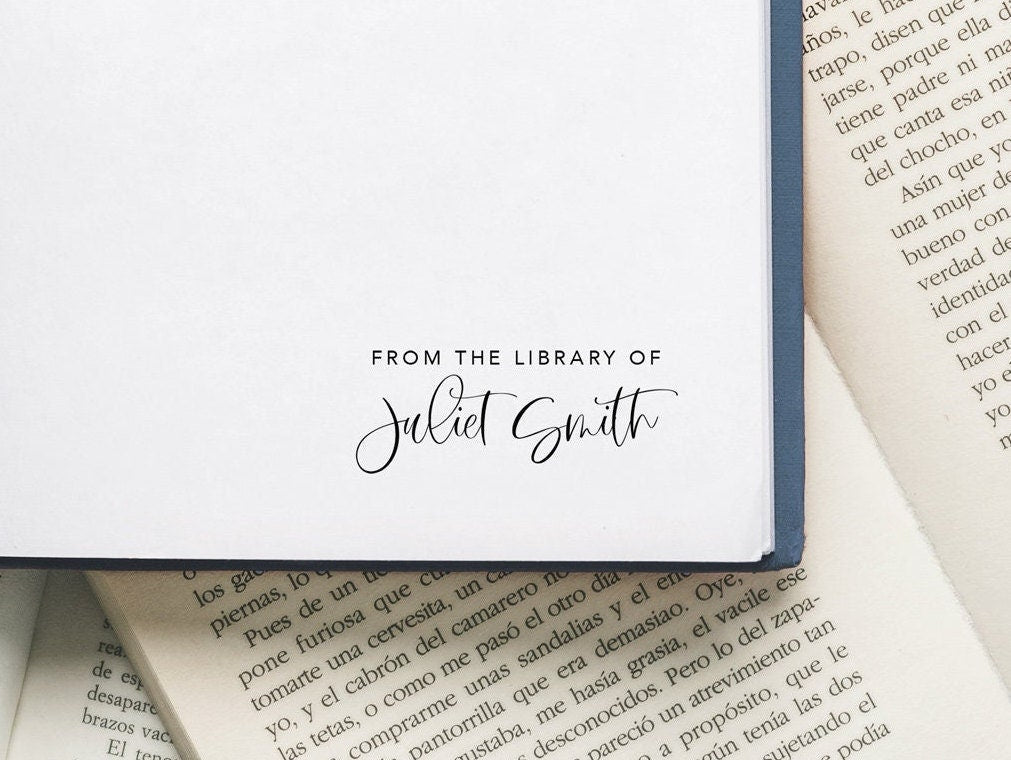 Modern Script Personalized Book Stamp