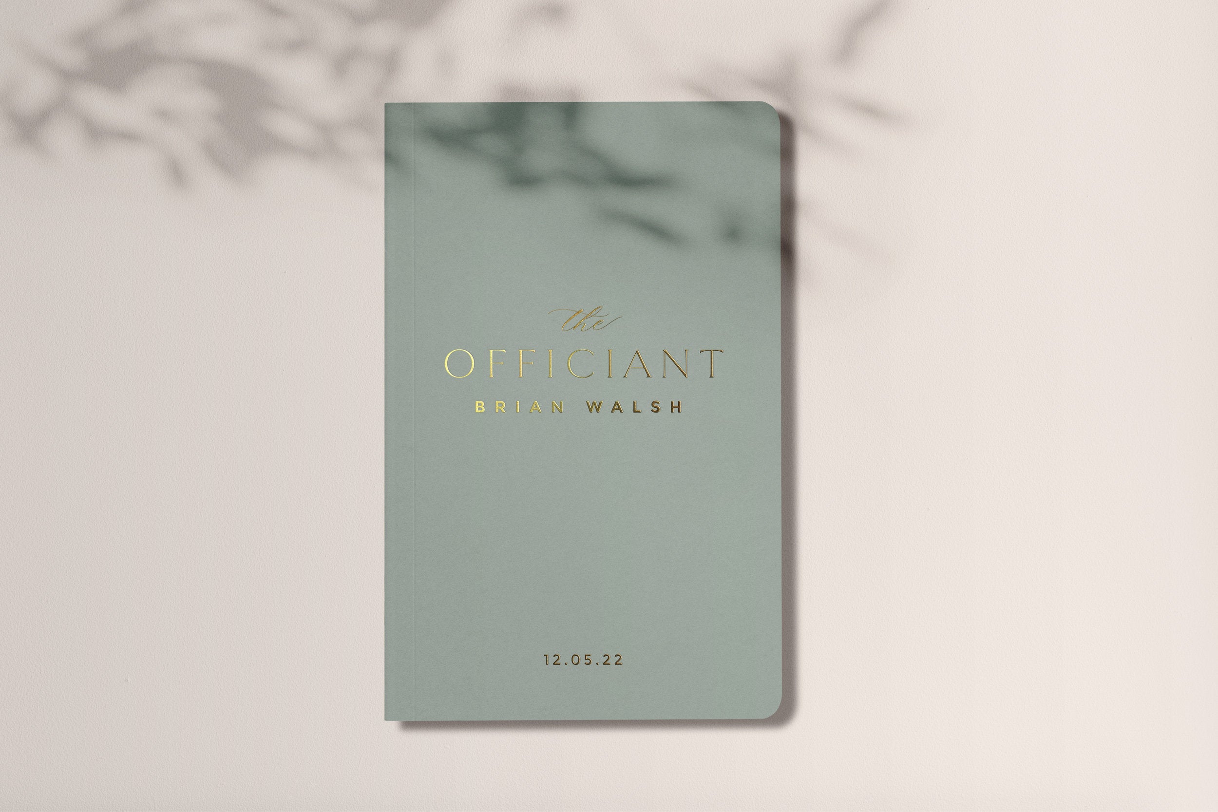 Personalized Sage Green Wedding Officiant Book