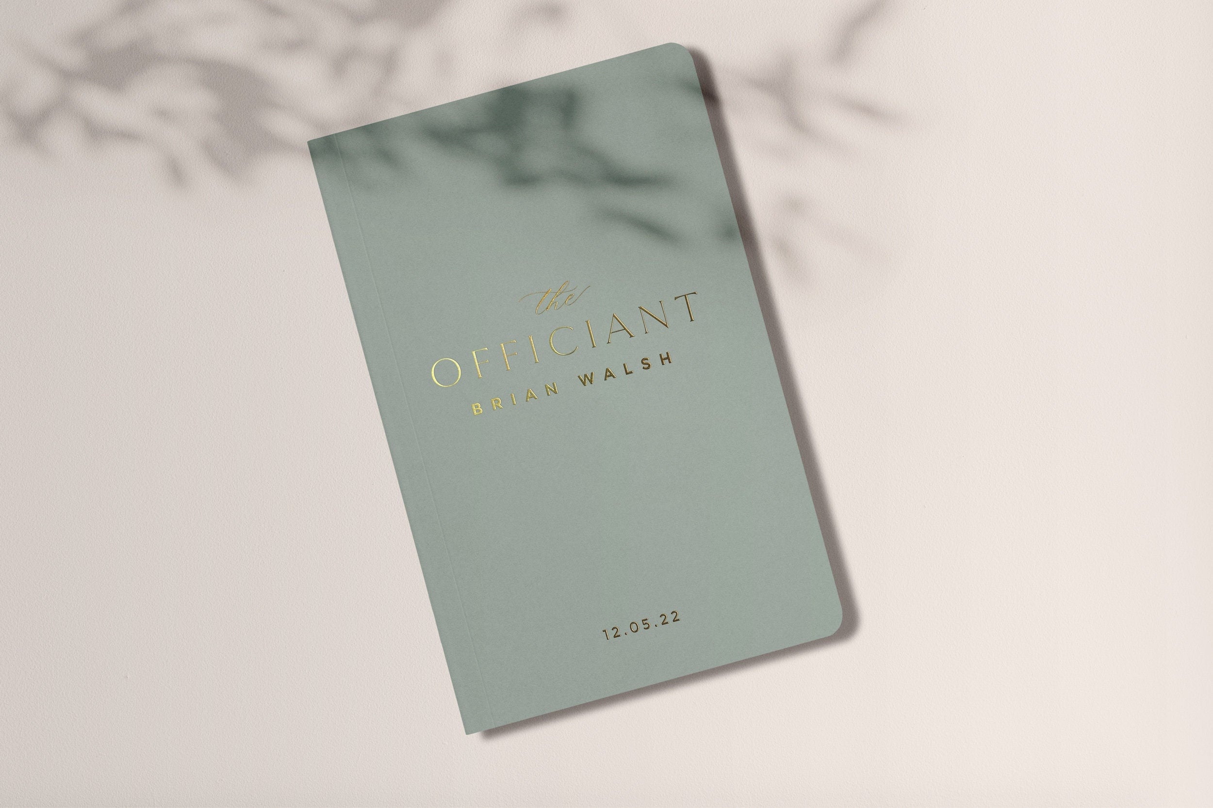 Personalized Sage Green Wedding Officiant Book