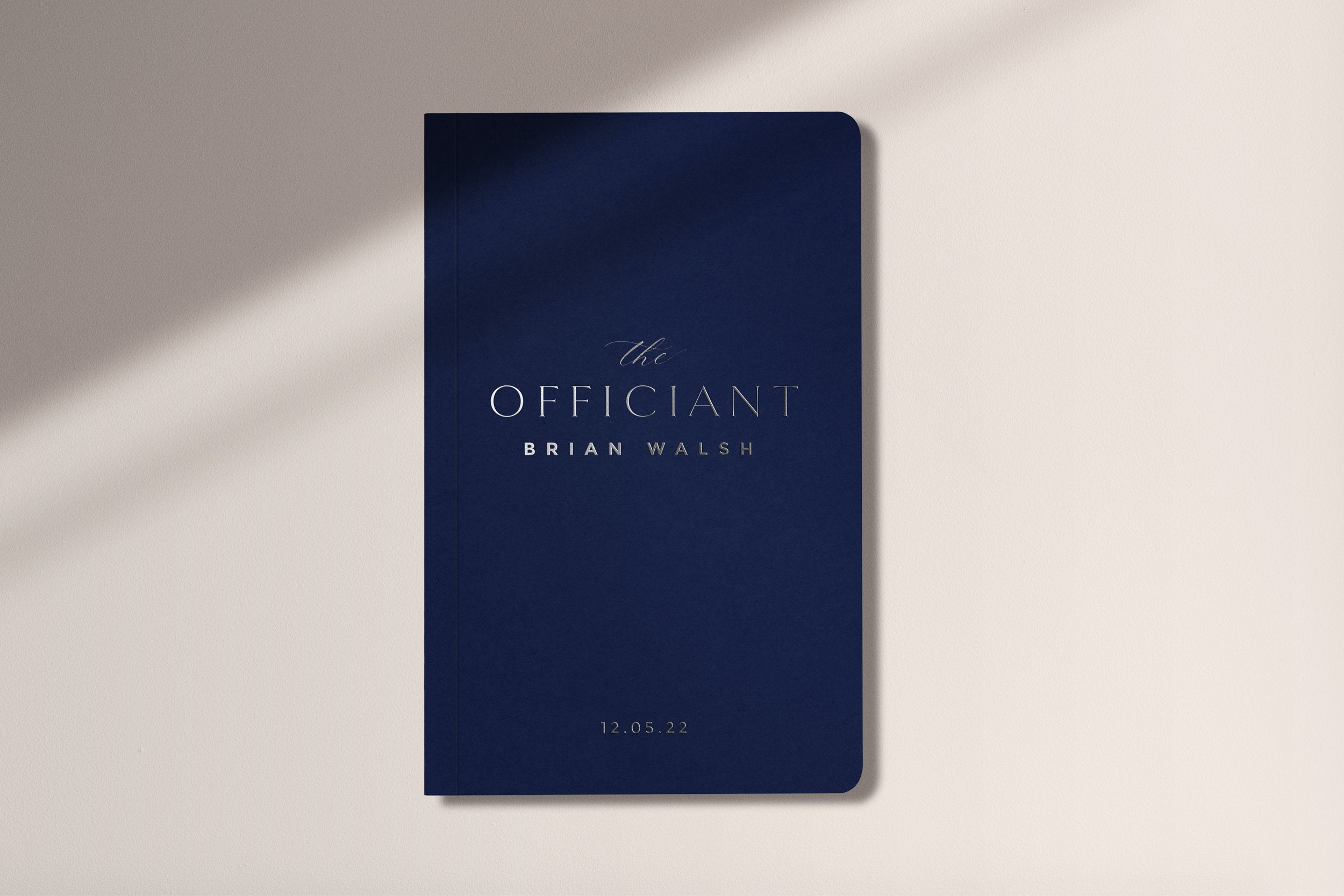 Personalized Navy Blue Officiant Book
