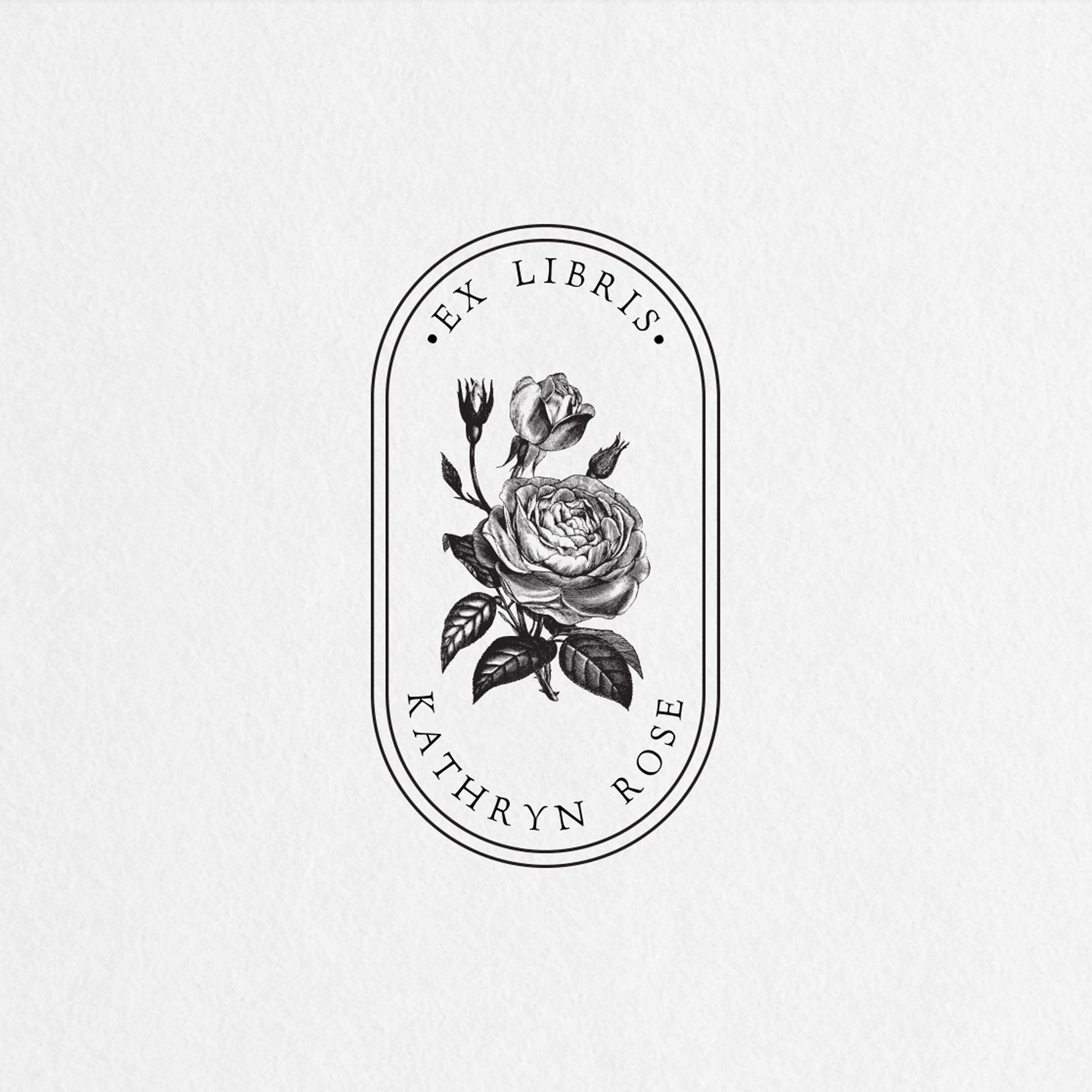 Vintage Rose Library Stamp or Book Stamp
