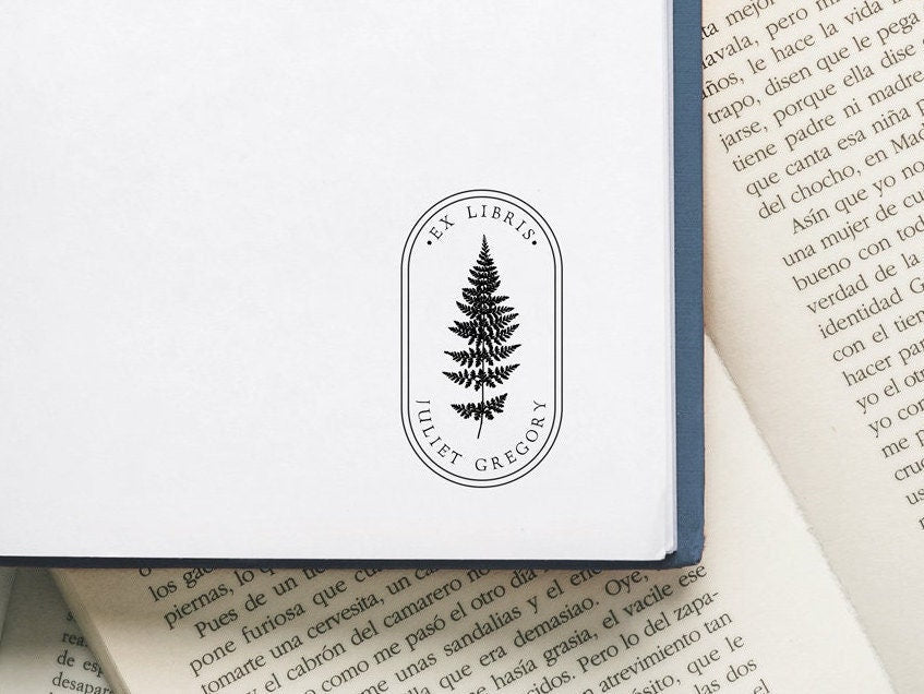 Vintage Fern Library Stamp or Book Stamp