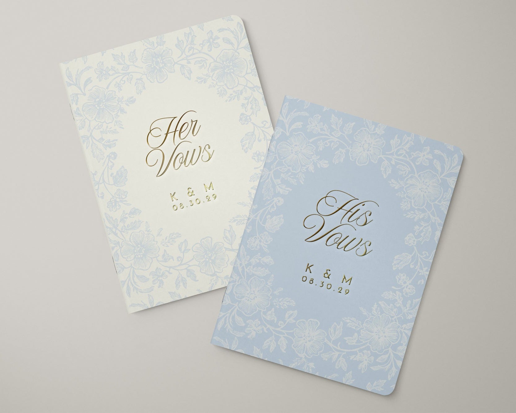 Custom Floral His and Her Vow Books - Set of 2