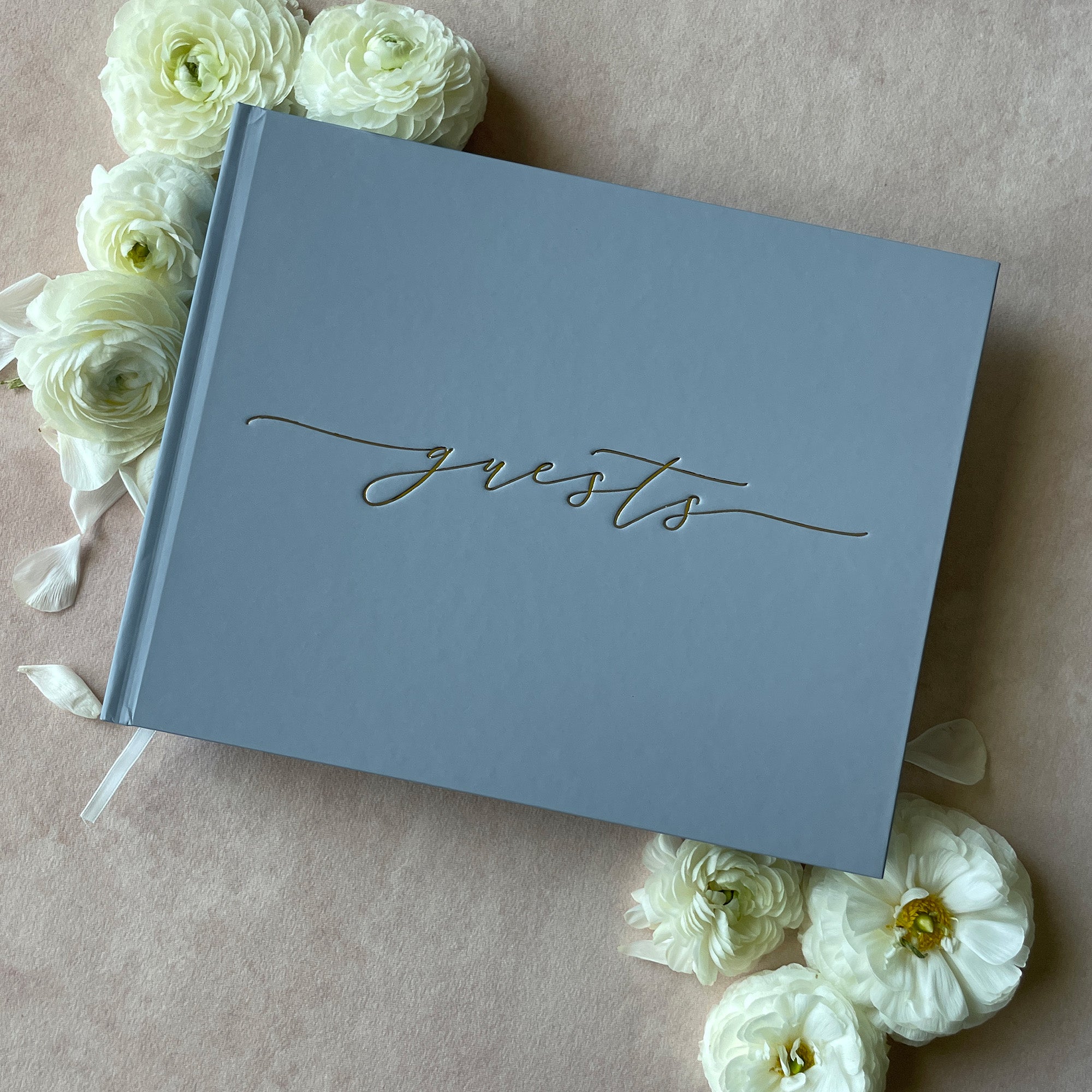 Minimalist Dusty Blue Guest Book