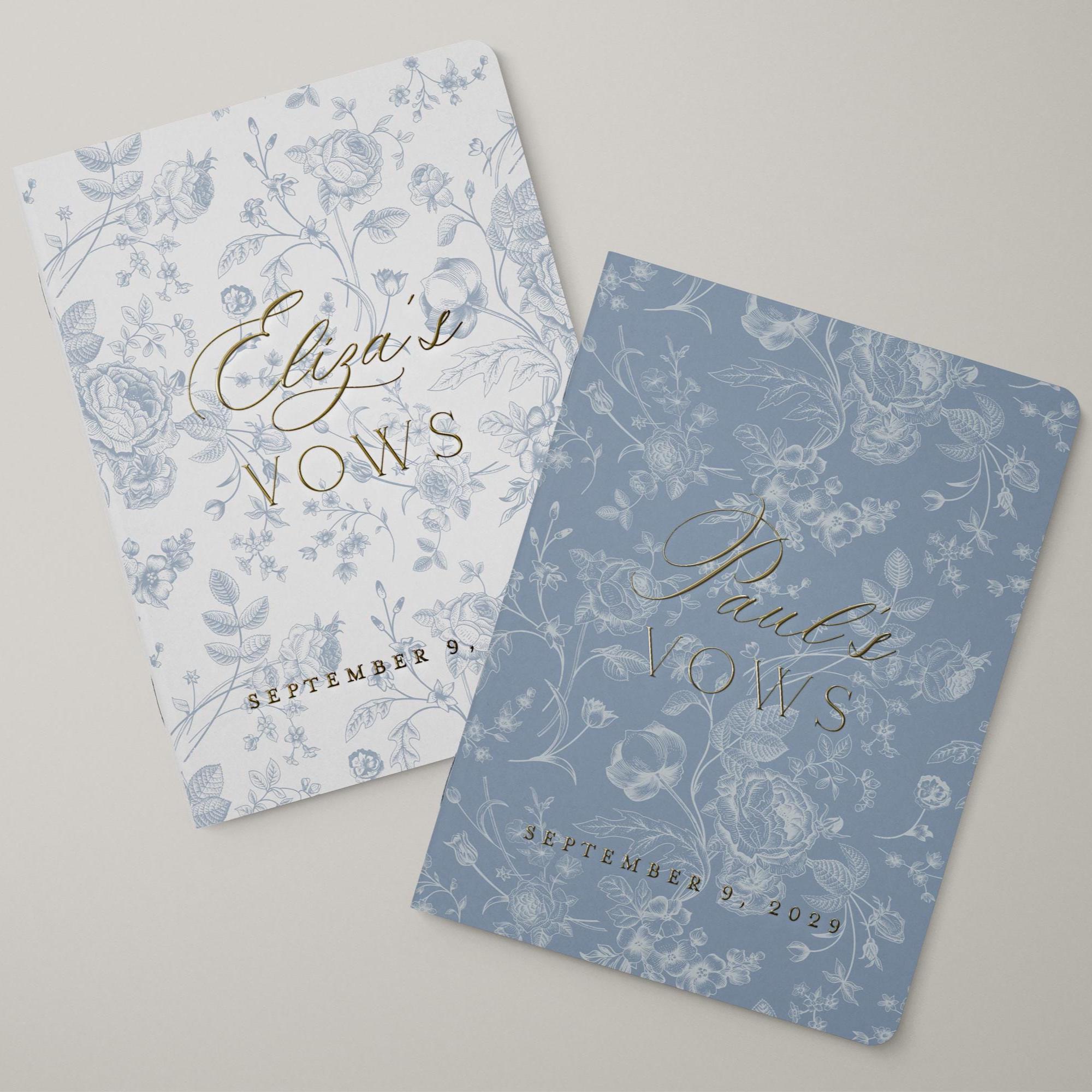 Personalized French Toile Wedding Vow Books - Set of 2