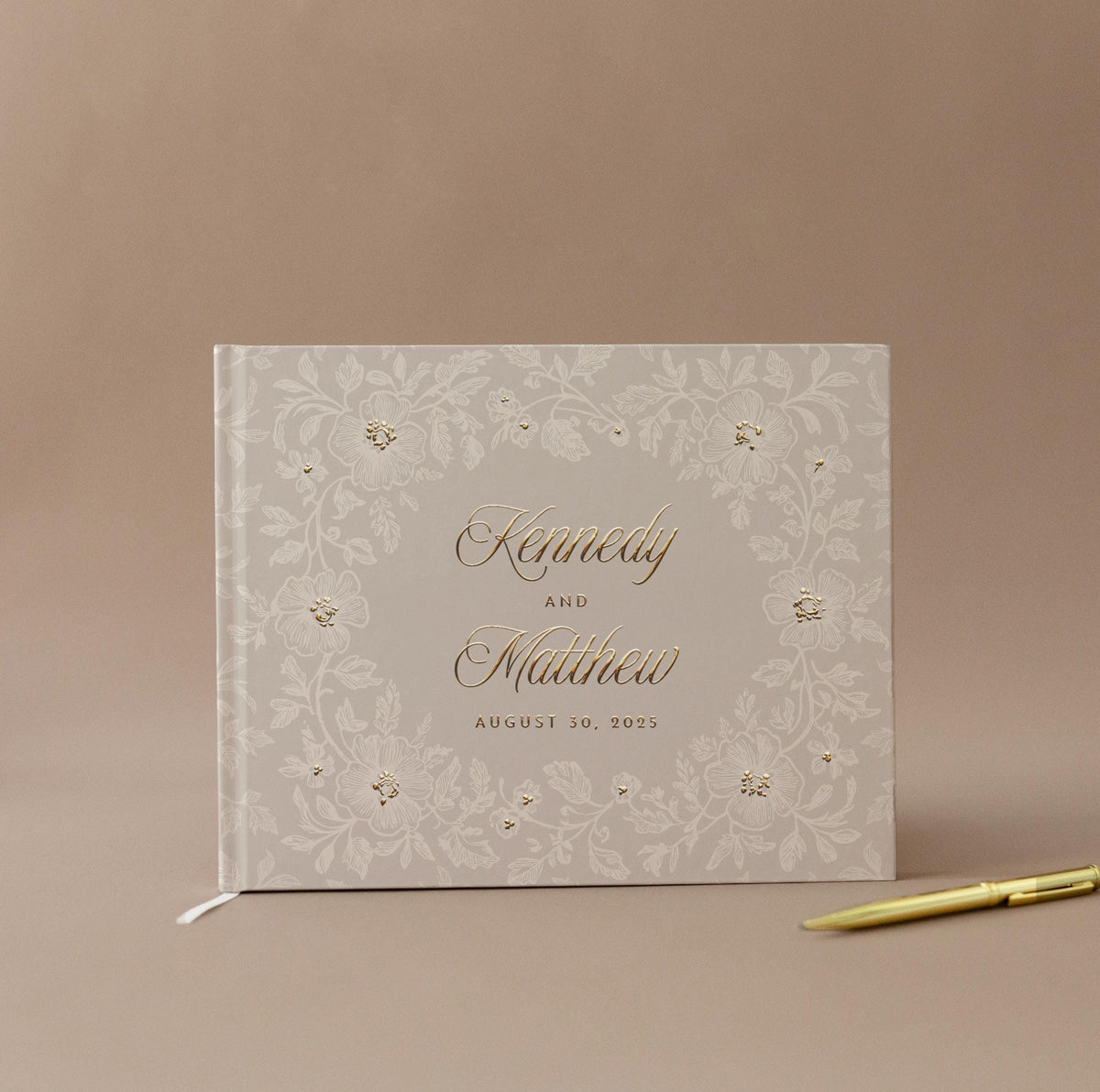 Personalized Wedding Guest Book Custom Foil Guest Book Instant Photo Guest Book Rustic Wedding Keepsake Brown Elegant Wedding Espresso Gold