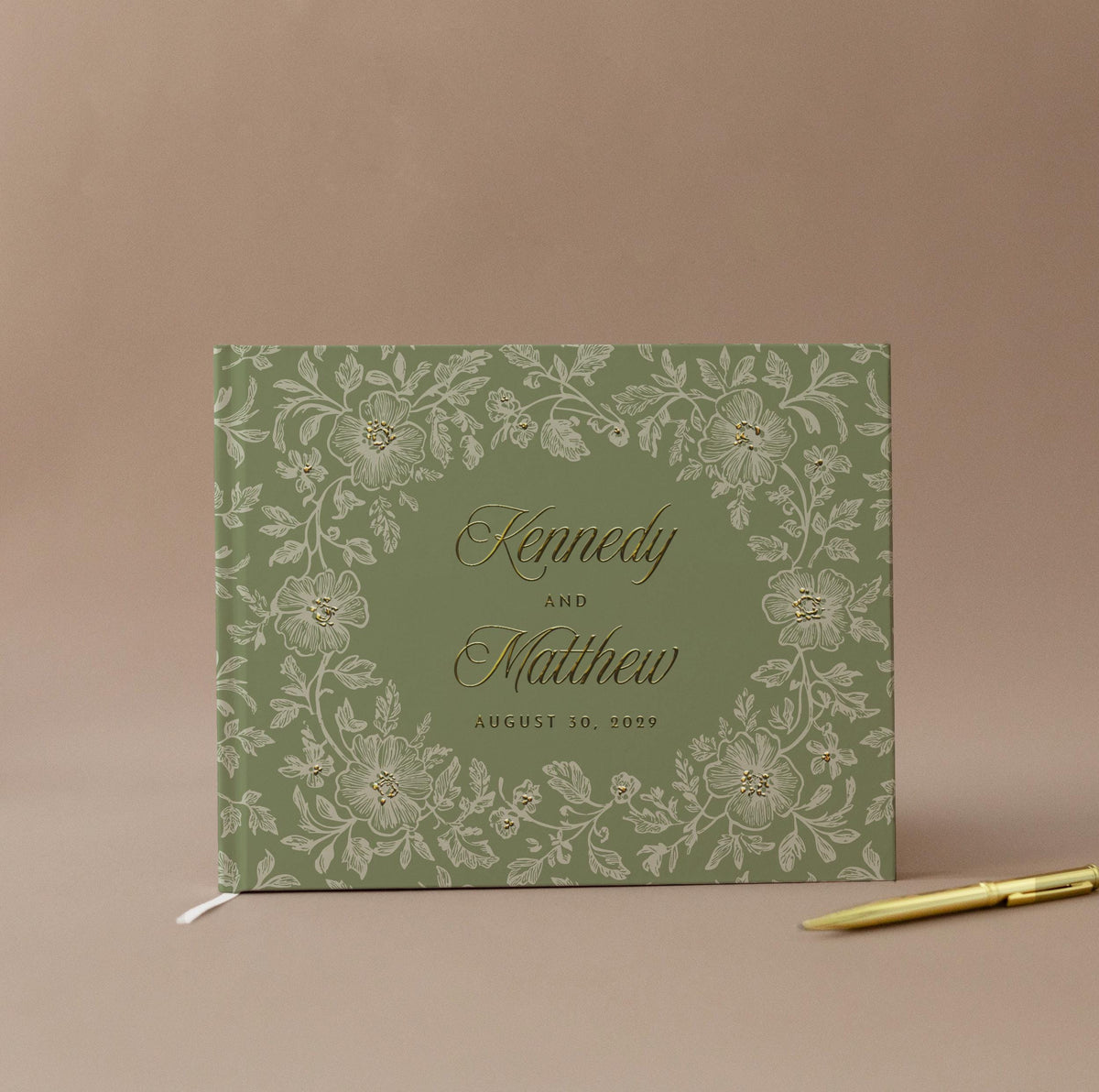 Personalized Wedding Guest Book Custom Foil Guest Book Instant Photo Guest Book Rustic Wedding Keepsake Brown Elegant Wedding Espresso Gold