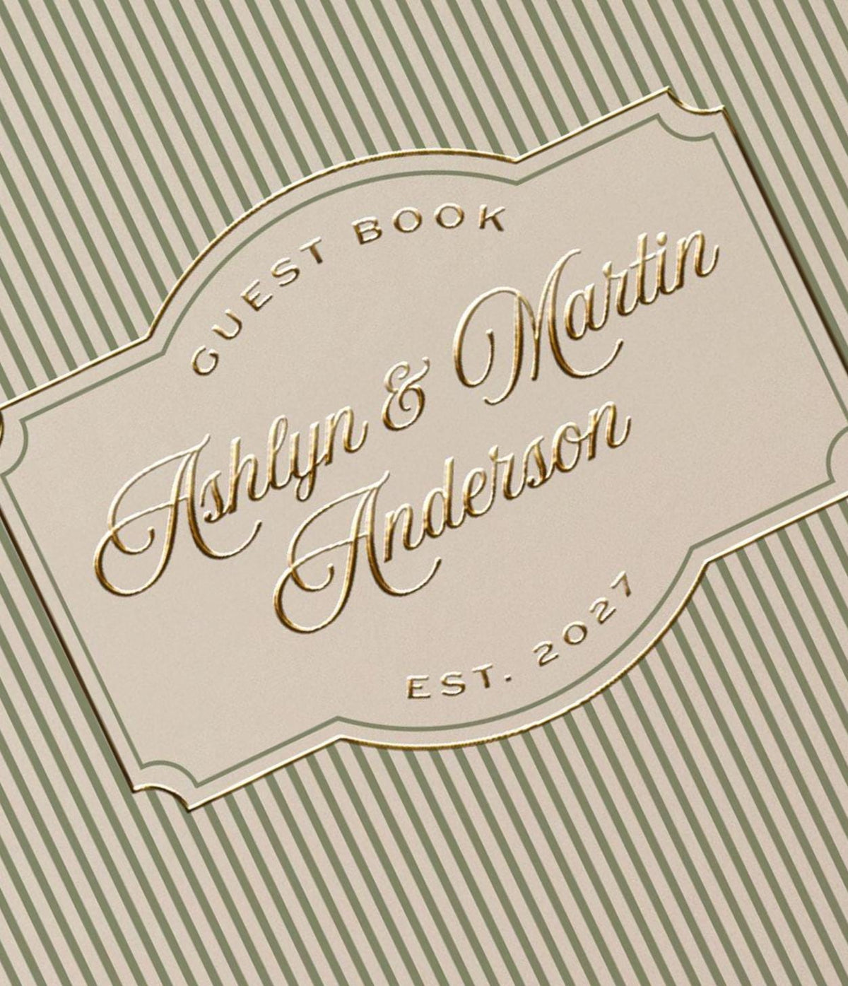 Custom Pinstripe Wedding Guestbook Green Polaroid Photo Album Vintage Wedding Signature Memory Book Bride Groom Gift Personalized