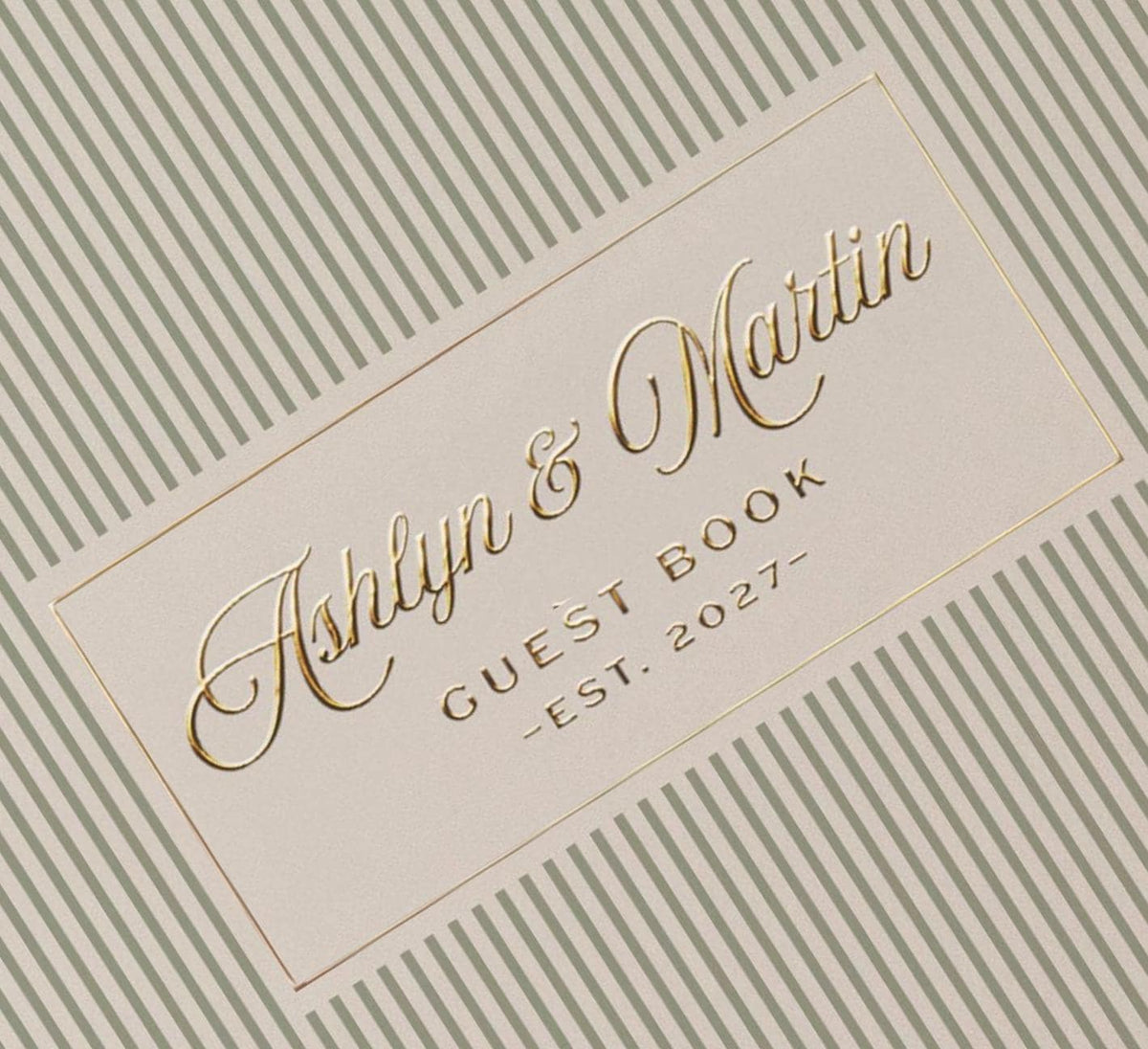 Custom Pinstripe Wedding Guestbook Green Polaroid Photo Album Vintage Wedding Signature Memory Book Bride Groom Gift Personalized