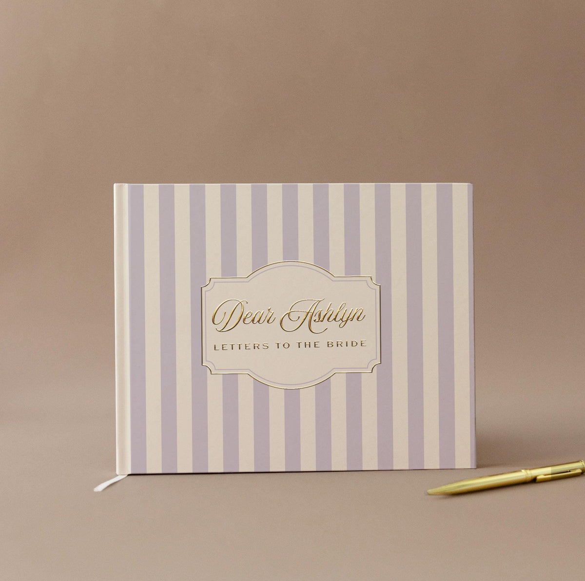 Bridal Shower Guestbook Bride Advice Book Personalized Wedding Keepsake Memory Album Hardcover Journal Custom Letter Notebook Pink Stripes