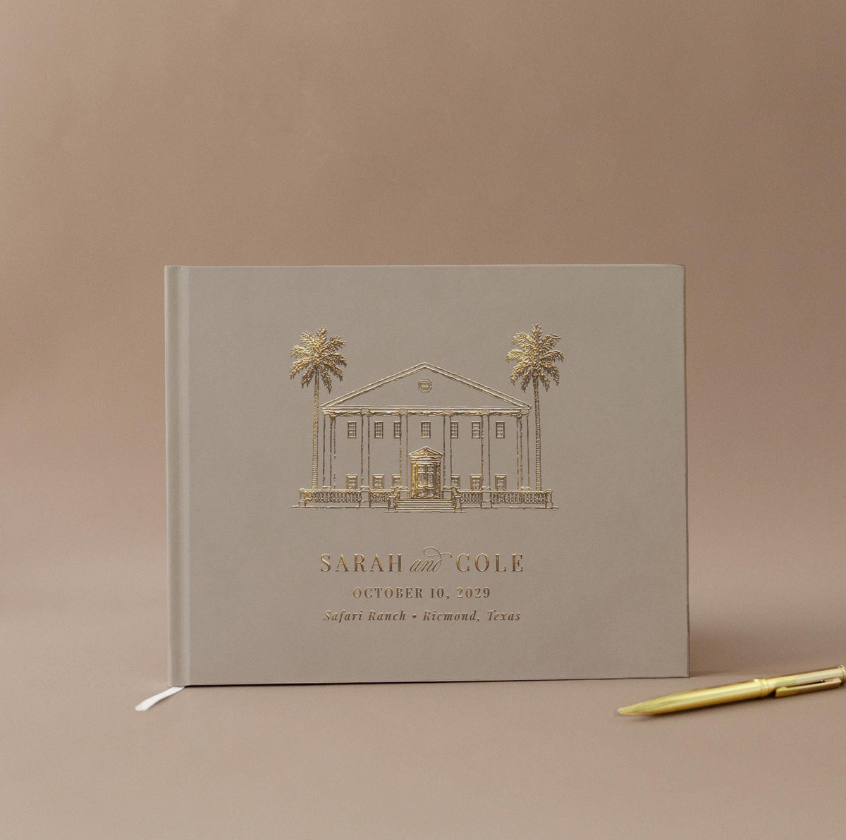 Custom Wedding Guest Book Personalized Wedding Venue Guest Book Gold Foil Wedding Venue Drawing Keepsake Wedding Gift for Couple