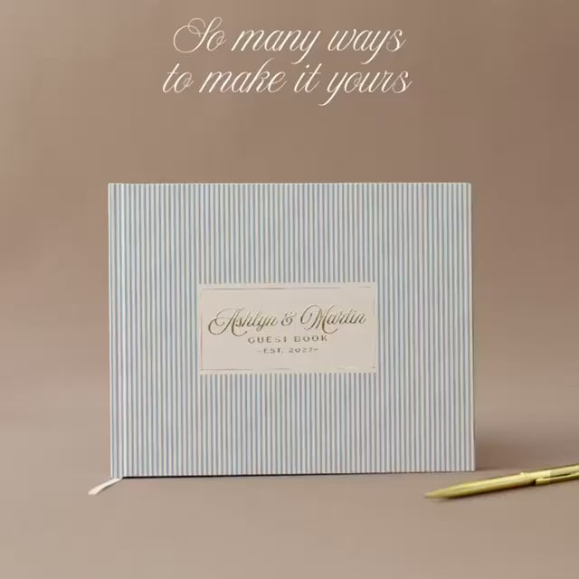 Custom Pinstripe Wedding Guestbook Green Polaroid Photo Album Vintage Wedding Signature Memory Book Bride Groom Gift Personalized