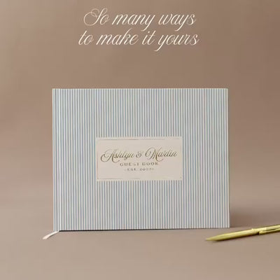 Custom Pinstripe Wedding Guestbook Green Polaroid Photo Album Vintage Wedding Signature Memory Book Bride Groom Gift Personalized