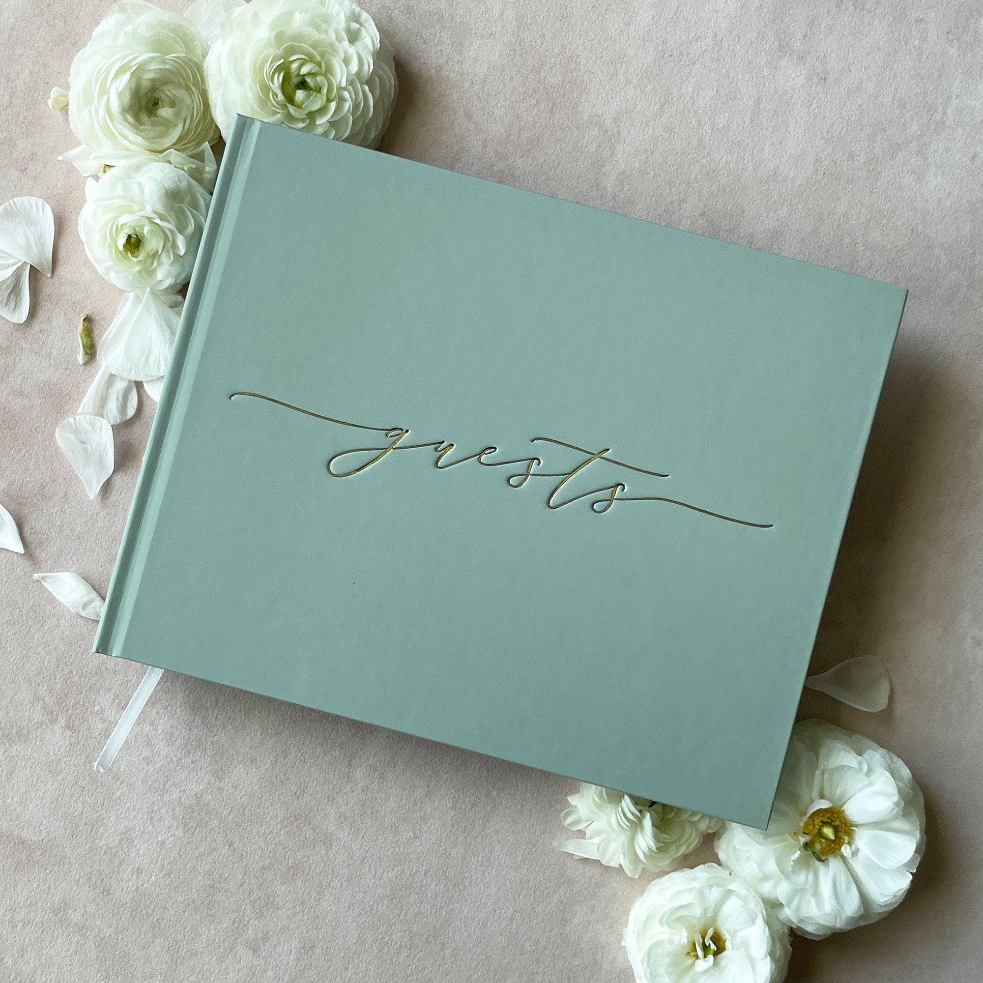 Minimalist Nude Sage Green Guest Book