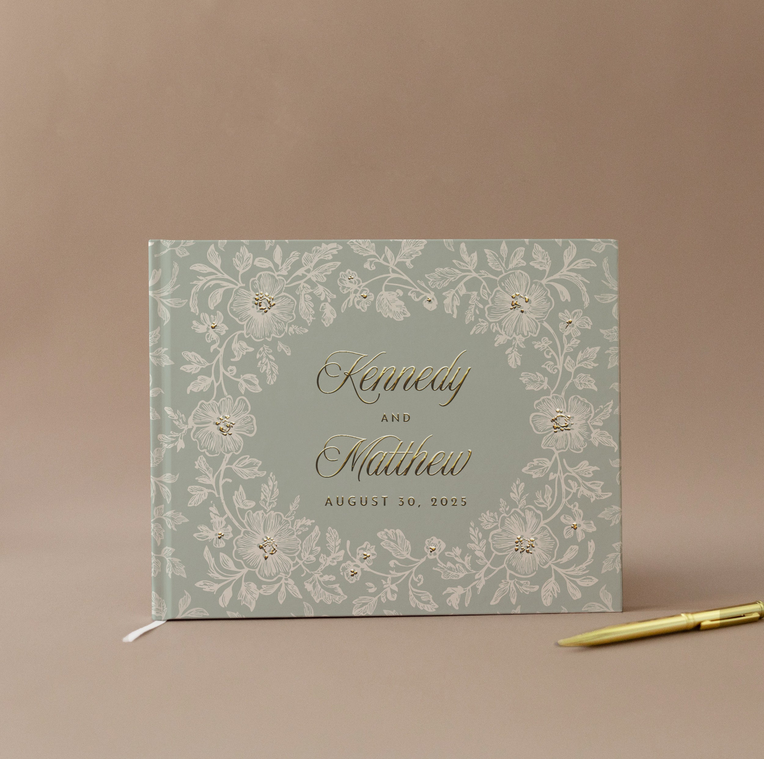 Personalized Floral Frame Wedding Guest Book