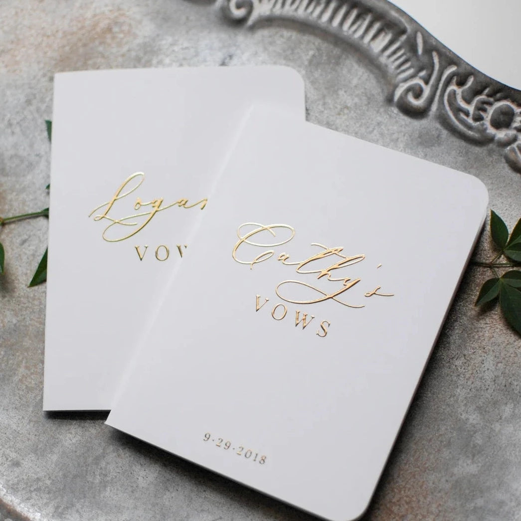 Personalized Foil Printed Vow Books - Set of Two