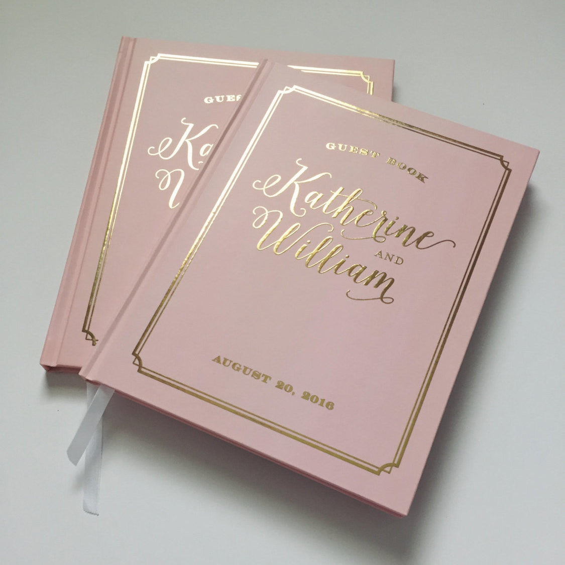 Blush and Real Gold Foil Wedding Guest Book