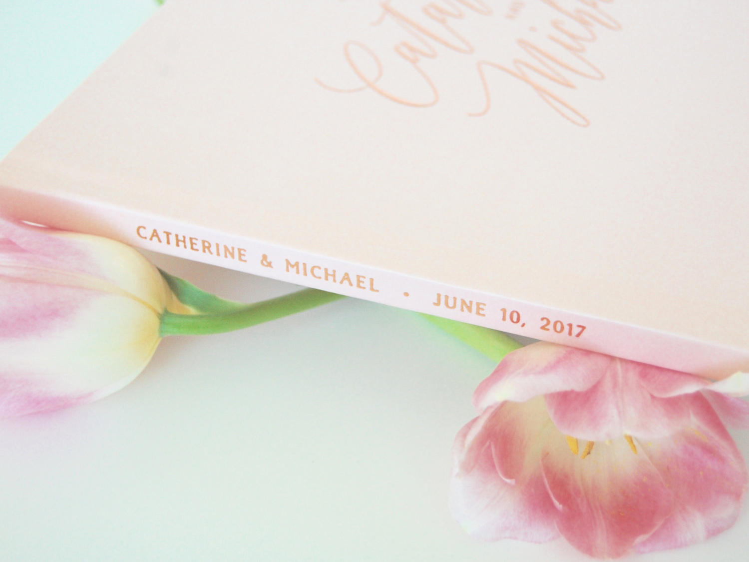 Rose Gold Foil and Pale Blush Wedding Guest Book