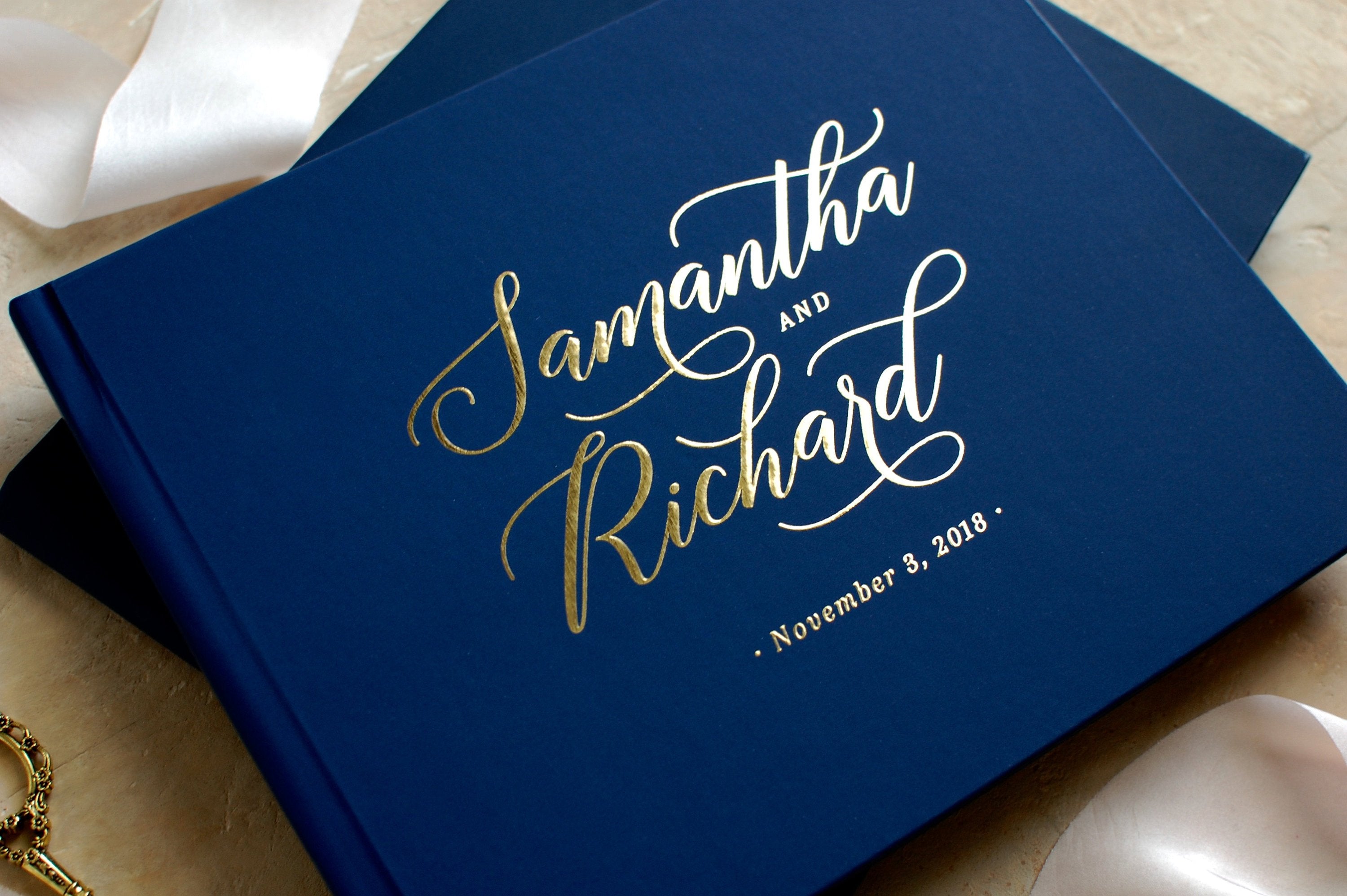 Navy Wedding Guest Book