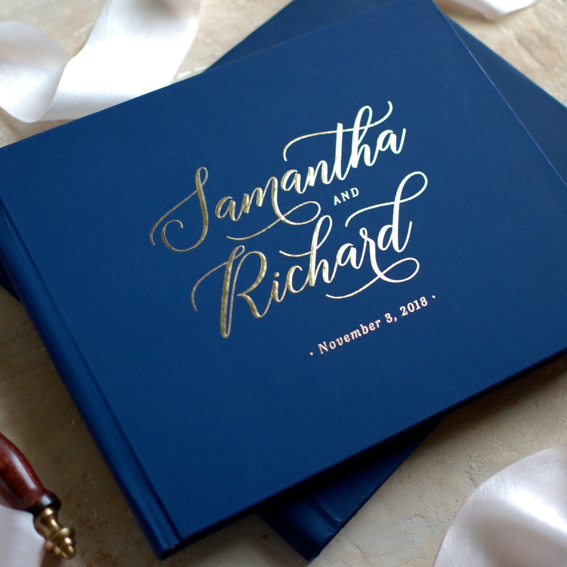 Navy Wedding Guest Book