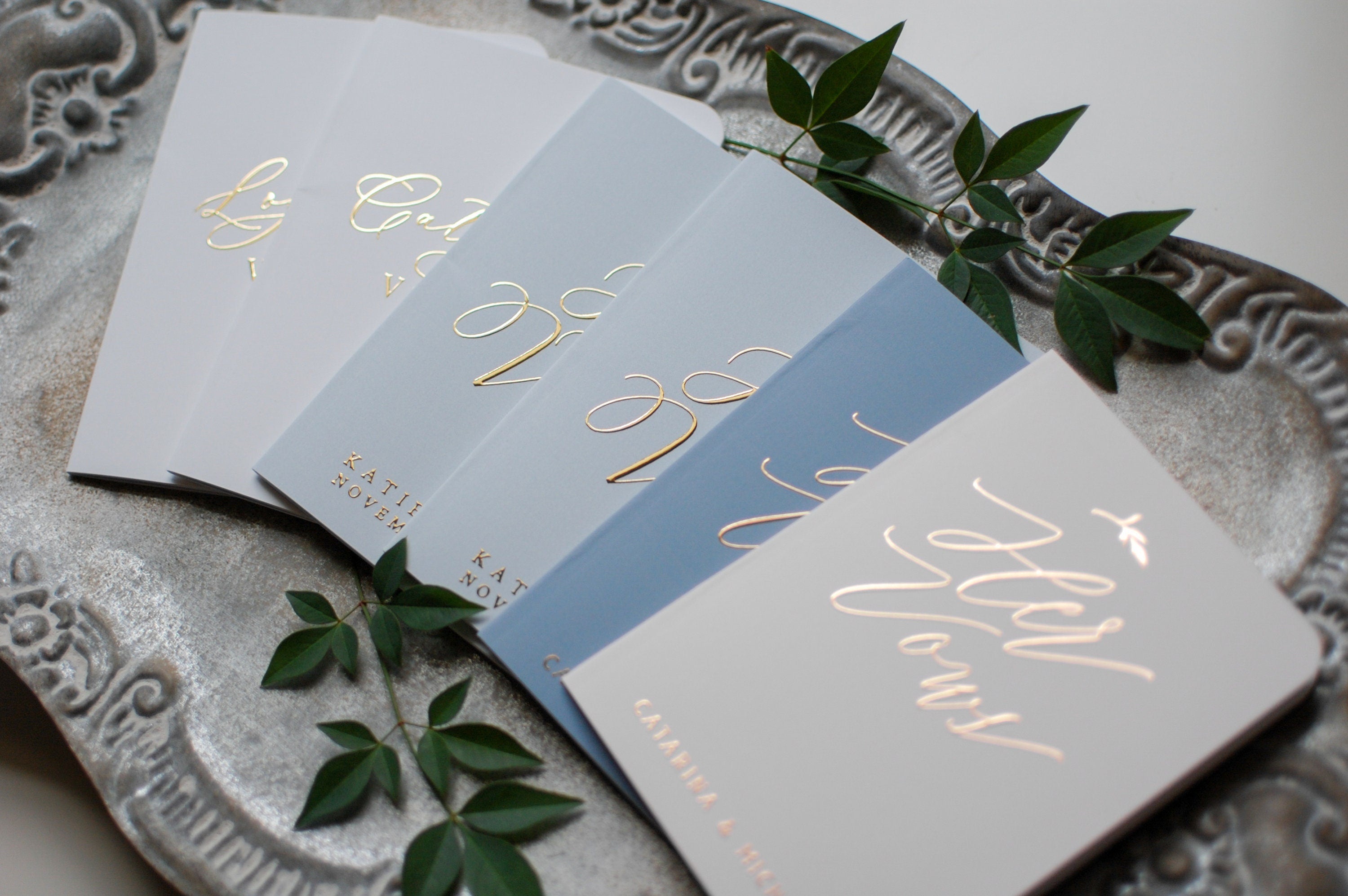 Personalized Rose Gold Vow Book Set - Set of Two