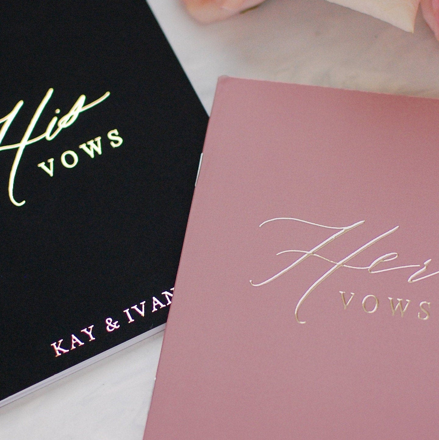 Personalized Calligraphy Wedding Vow Books - Set of Two