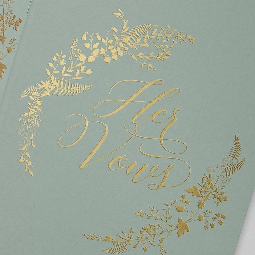 Sage Green Vow Books, Personalized Wedding Vow Books, Custom Wedding Vow Booklets, White and Gold Vow Books, Vow Books Set, Gift for Couple