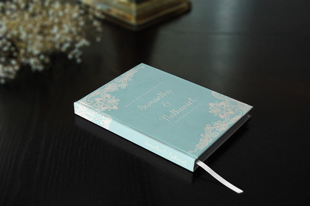 Personalized Teal Wedding Guest Book